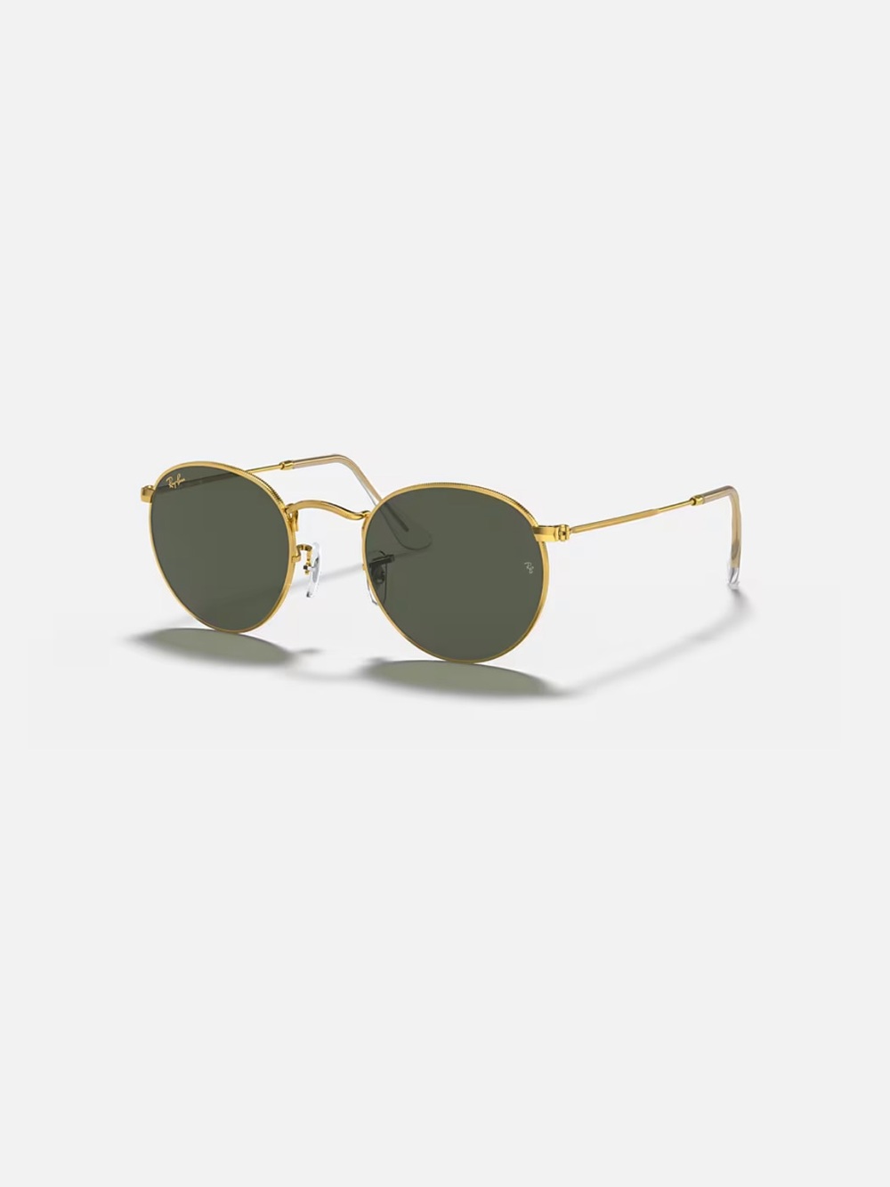 Ray-Ban Gold Frame with Dark Green Lenses Round Sunglasses